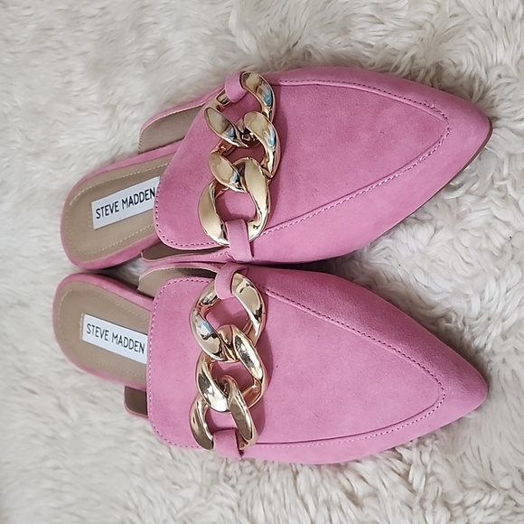 Steve Madden Finn Pink Chain Detail Mules - Picture 4 of 7